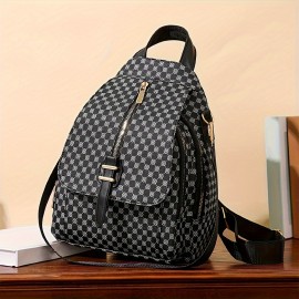 Retro Polka Dot Print Backpack Purse, Fashion Two-way Shoulder Bag, Multifunctional Travel School Bag
