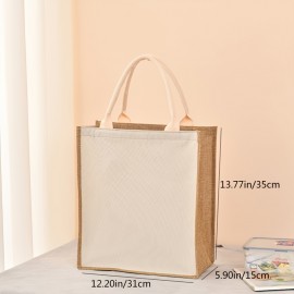 Large Capacity Linen Handbag, Simple Solid Color Gift Bag, Fashion Versatile Shopping Purse