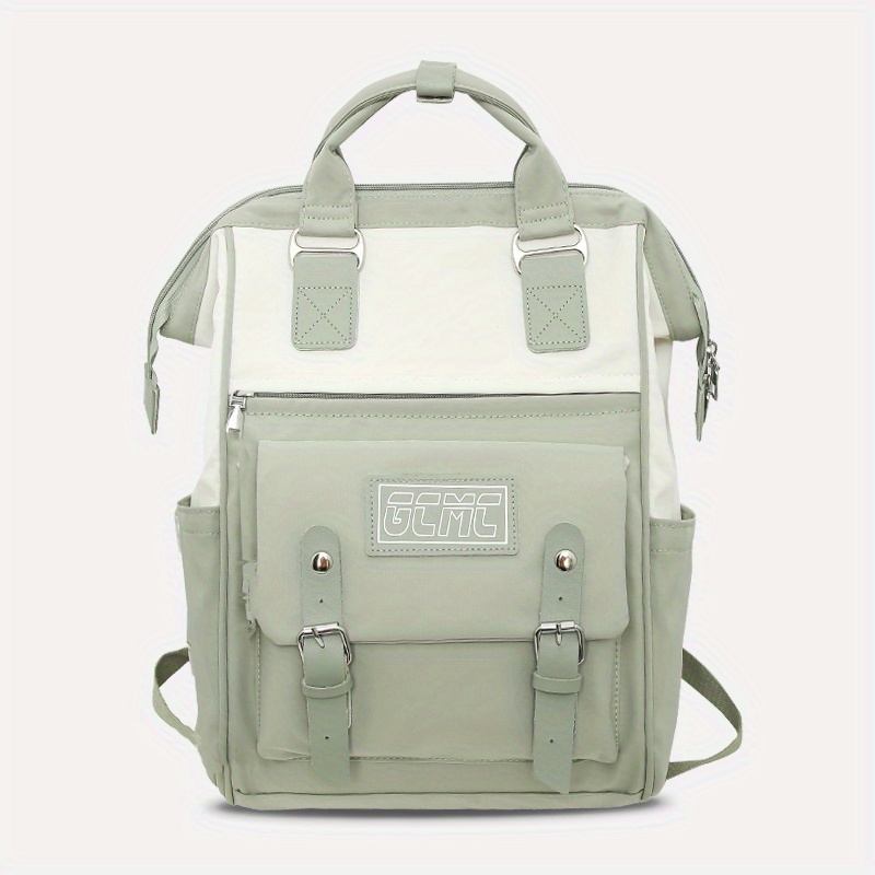 color contrast tote backpack simple preppy style school bag top handle laptop daypack for travel work details 0
