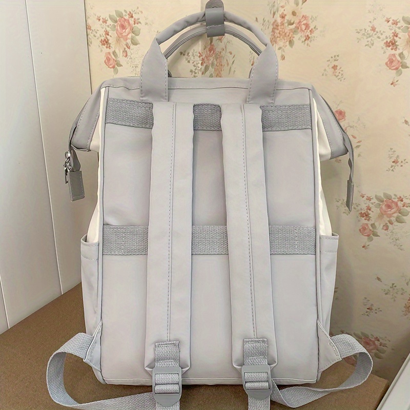 color contrast tote backpack simple preppy style school bag top handle laptop daypack for travel work details 2
