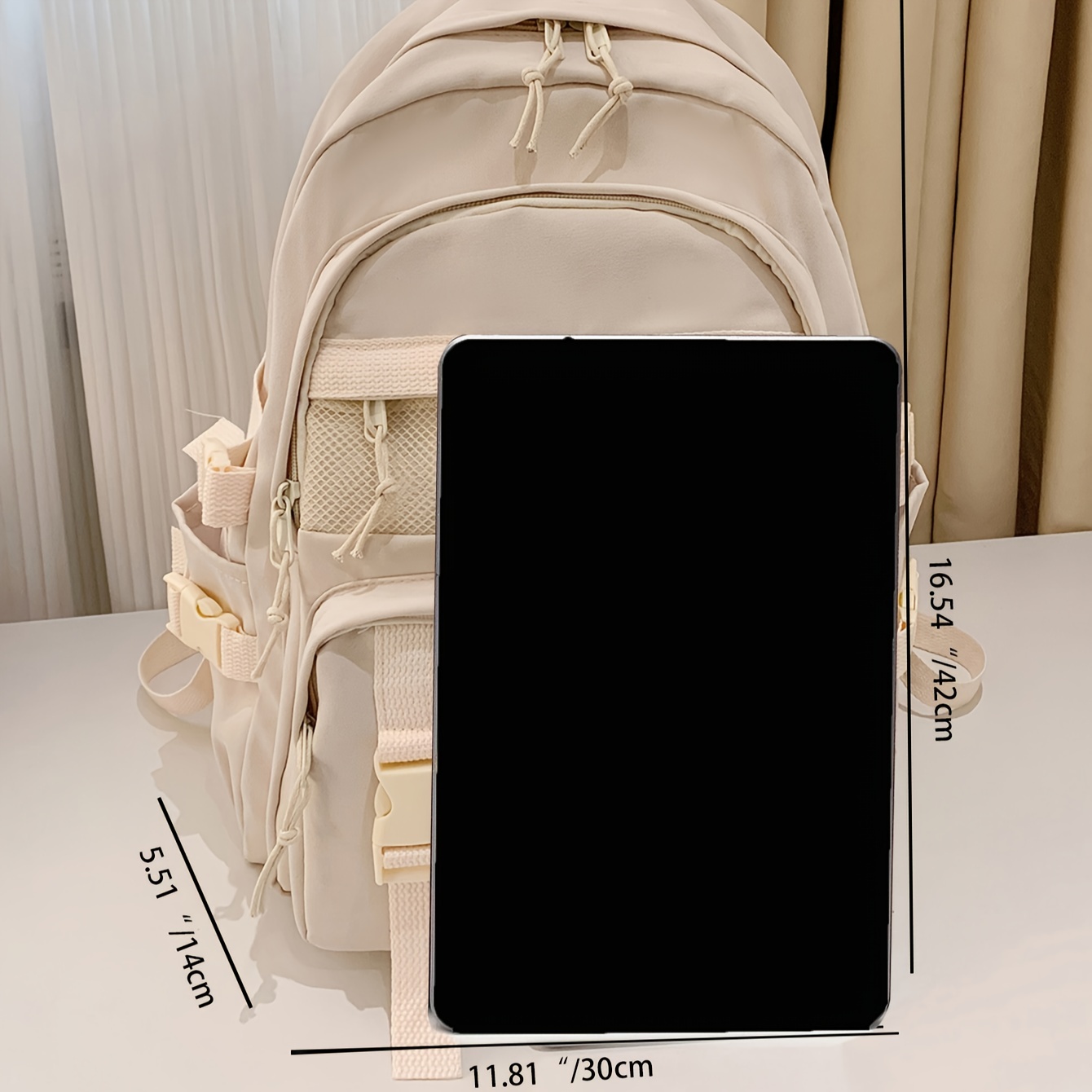 preppy backpack to school solid color zipper storage daypack simple teenager students book bag details 2